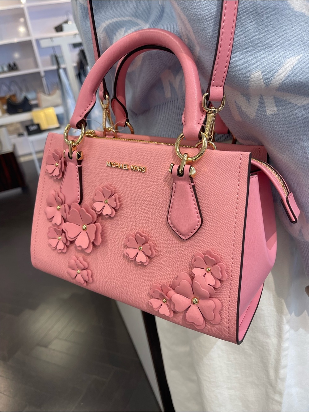 MICHAEL KORS Marilyn Sm Floral Embellished Satchel Messenger Cros
Carnation 
NWT - Picture 7 of 16